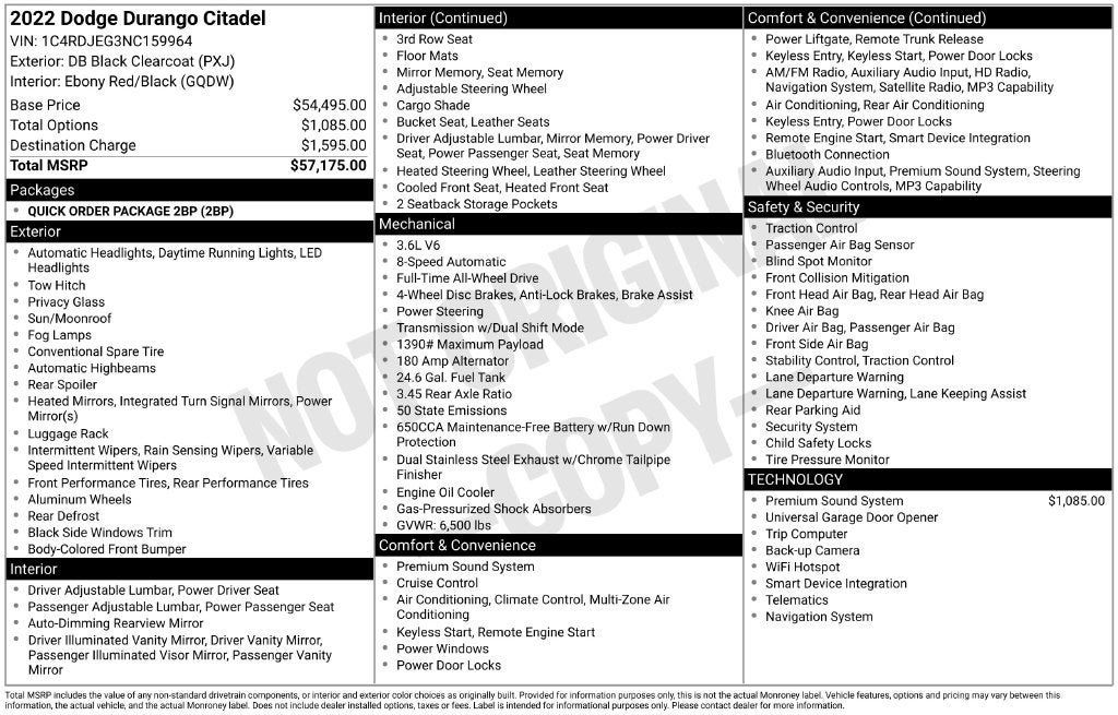 Used 2022 Dodge Durango Citadel AWD/4WD image 3
