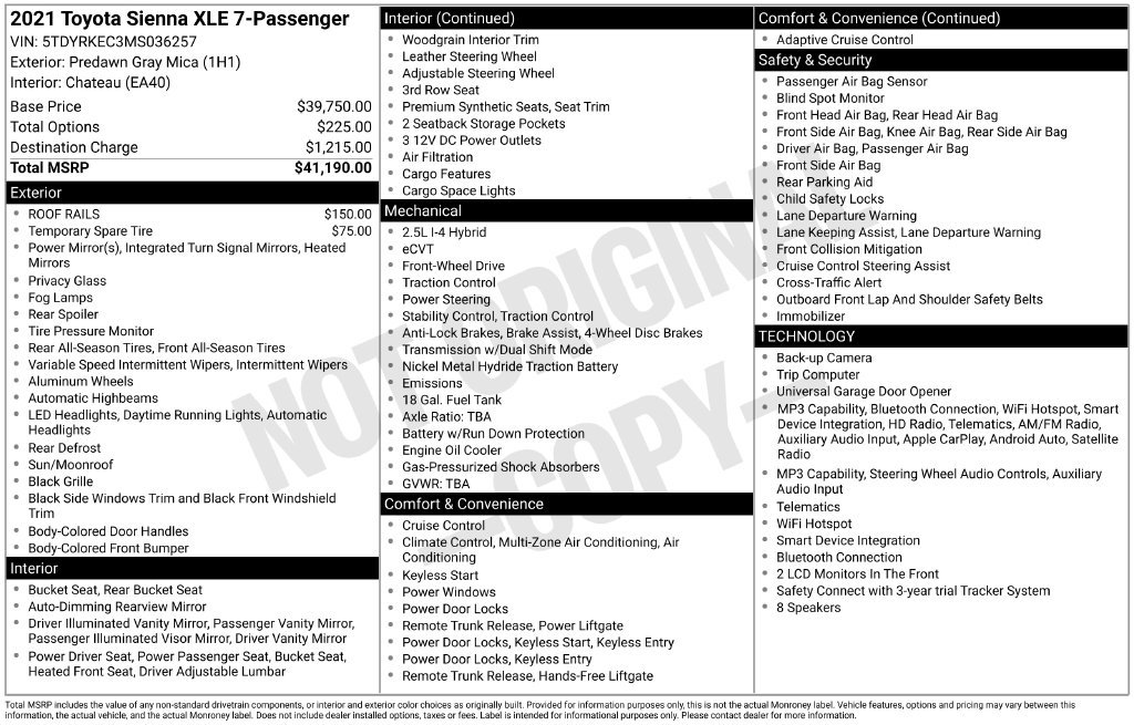 Used 2021 Toyota Sienna XLE FWD image 7