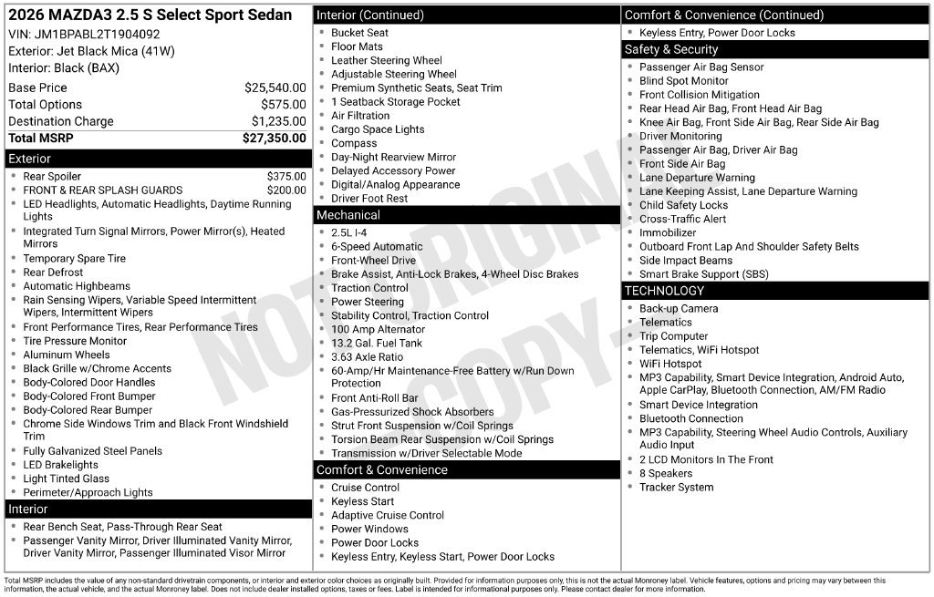 New 2026 MAZDA MAZDA3 s Sport FWD image 2