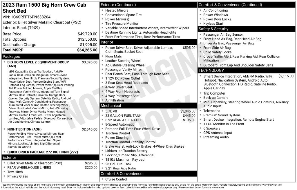 Used 2023 RAM 1500 Big Horn AWD/4WD image 48