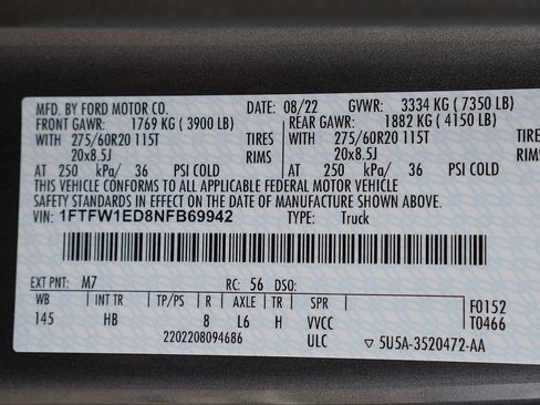 Used 2022 Ford F150 Lariat w/ Equipment Group 502A High AWD/4WD image 78