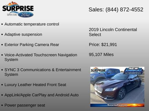 Used 2019 Lincoln Continental Select FWD image 12