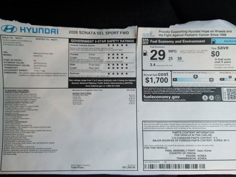 New 2026 Hyundai Sonata SEL FWD image 33