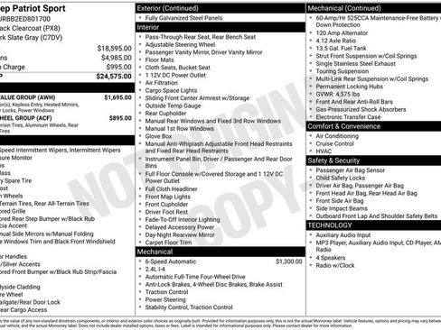 Used 2014 Jeep Patriot Sport w/ Power Value Group AWD/4WD image 2