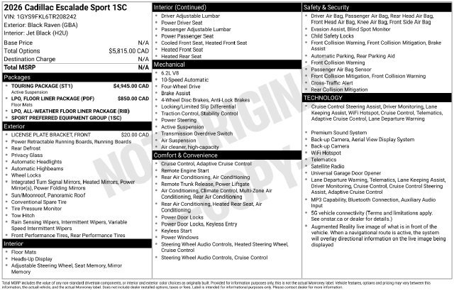 Certified 2026 Cadillac Escalade Sport w/ Touring Package AWD/4WD image 37