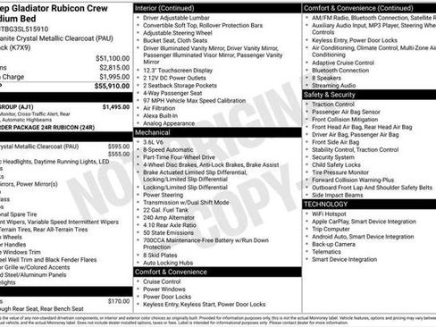 Certified 2025 Jeep Gladiator Rubicon w/ Safety Group AWD/4WD image 8