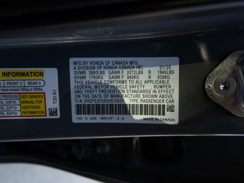 Certified 2025 Honda Civic Sport image 45