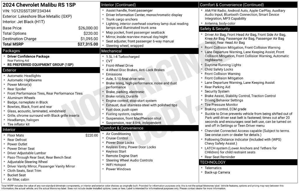Certified 2024 Chevrolet Malibu RS FWD image 31