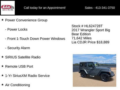 Certified 2017 Jeep Wrangler Sport AWD/4WD image 31