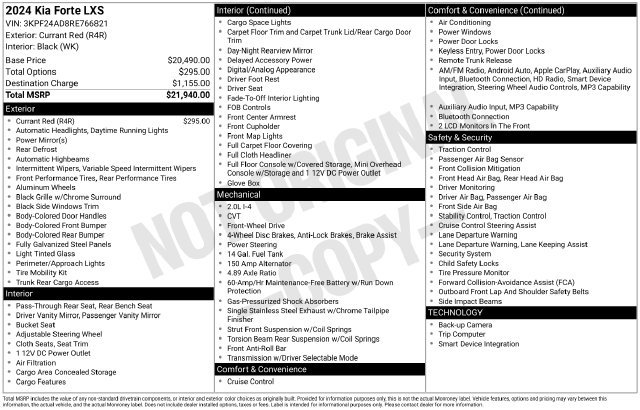 Used 2024 Kia Forte LXS FWD image 37