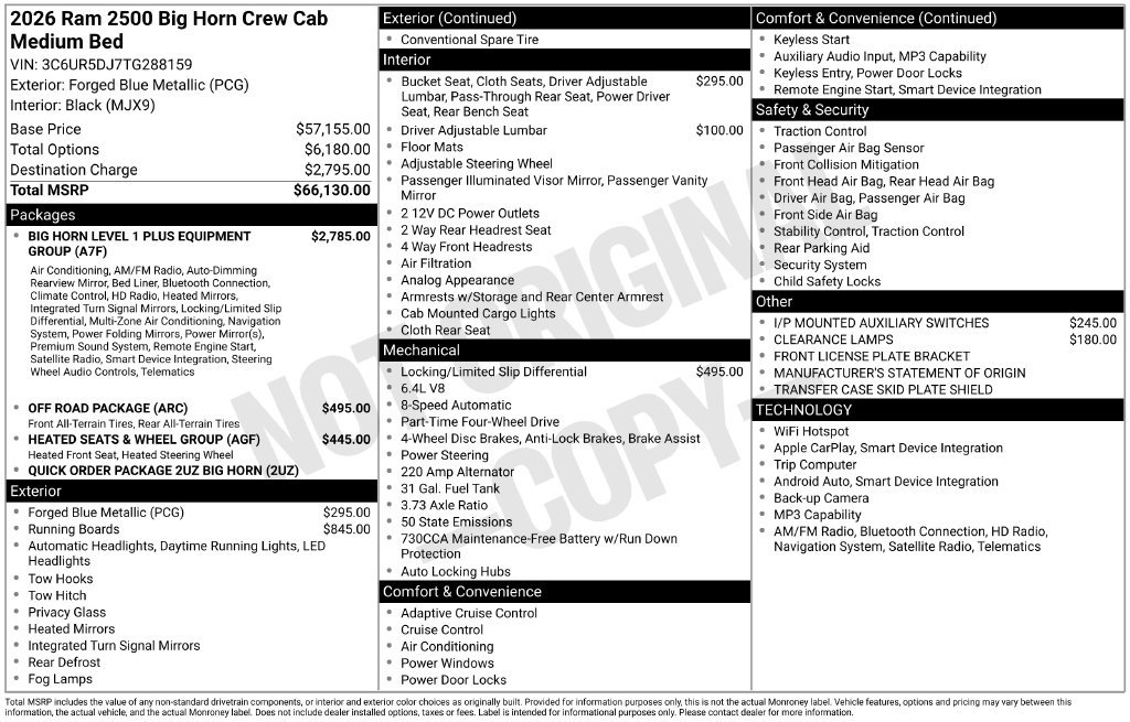 New 2026 RAM 2500 Big Horn AWD/4WD image 4