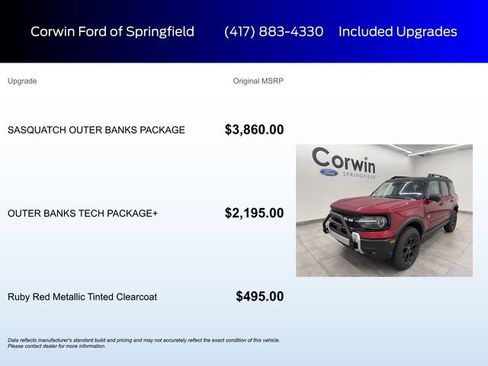 Certified 2026 Ford Bronco Sport Outer Banks w/ Sasquatch Outer Banks Package AWD/4WD image 6