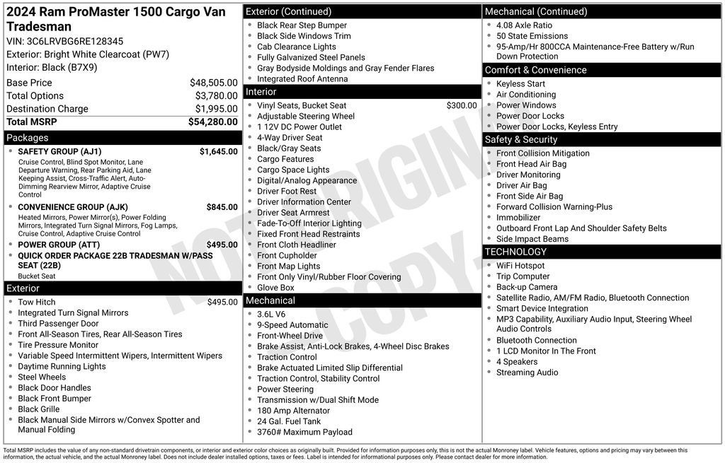 Used 2024 RAM ProMaster 1500 w/ Safety Group FWD image 6