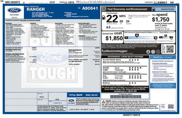 Certified 2020 Ford Ranger XLT w/ Equipment Group 301A Mid AWD/4WD image 34