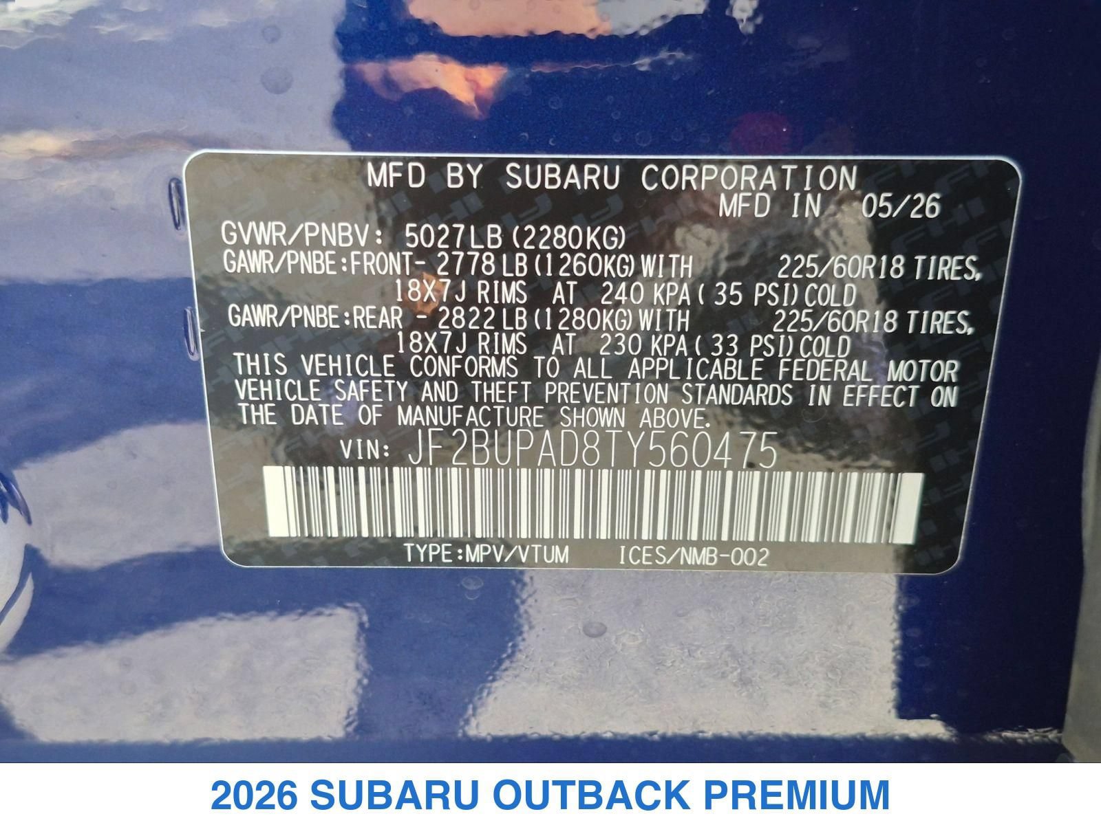 New 2026 Subaru Outback Premium AWD/4WD image 30