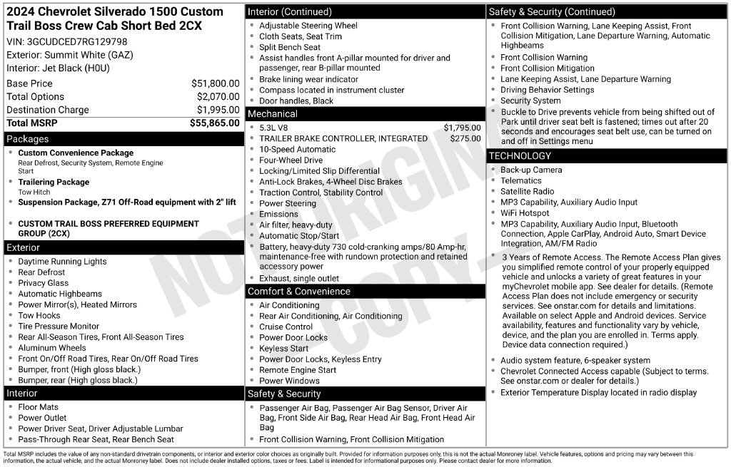 Used 2024 Chevrolet Silverado 1500 Custom Trail Boss AWD/4WD image 6