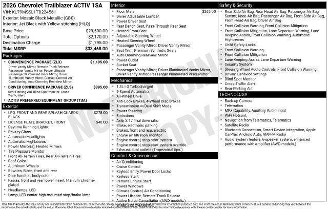 New 2026 Chevrolet TrailBlazer ACTIV w/ Convenience Package AWD/4WD image 36