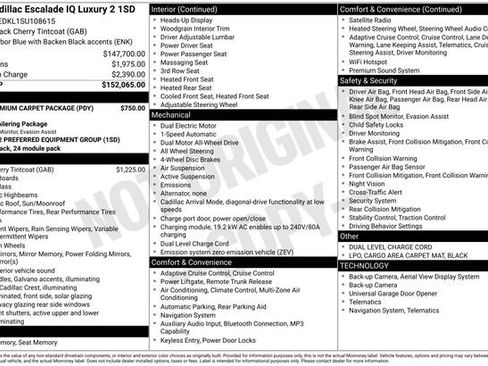 Certified 2025 Cadillac Escalade IQ Luxury 2 w/ LPO, Premium Carpet Package AWD/4WD image 43