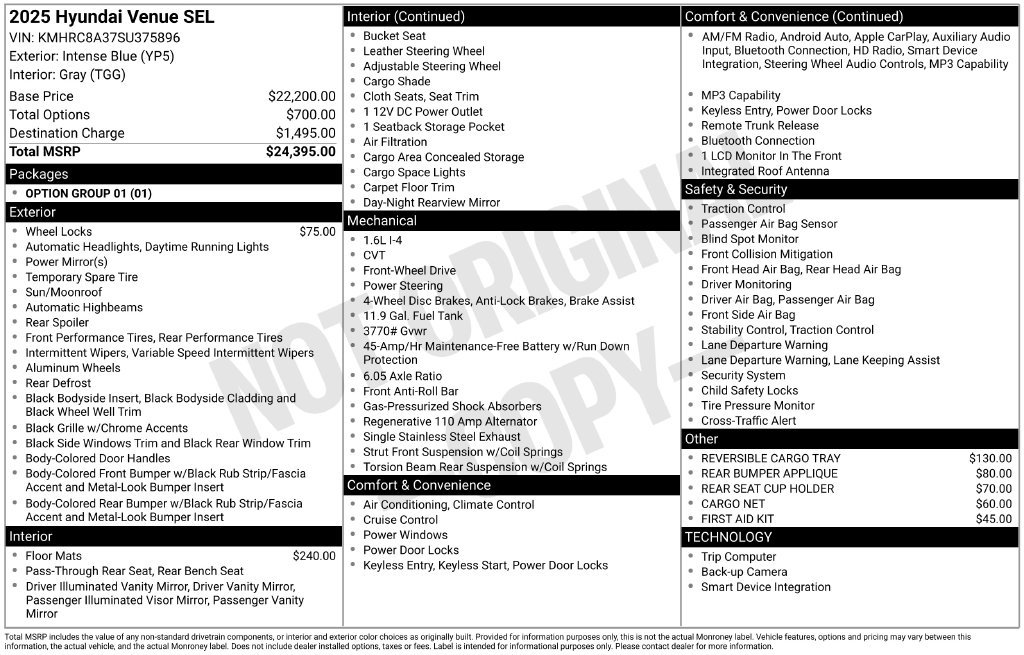 Certified 2025 Hyundai Venue SEL FWD image 6