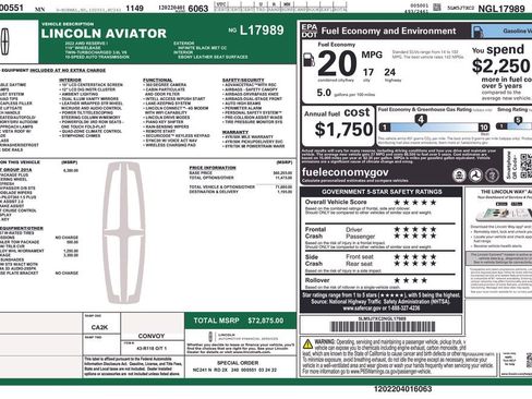 Certified 2022 Lincoln Aviator Reserve w/ Equipment Group 201A AWD/4WD image 3