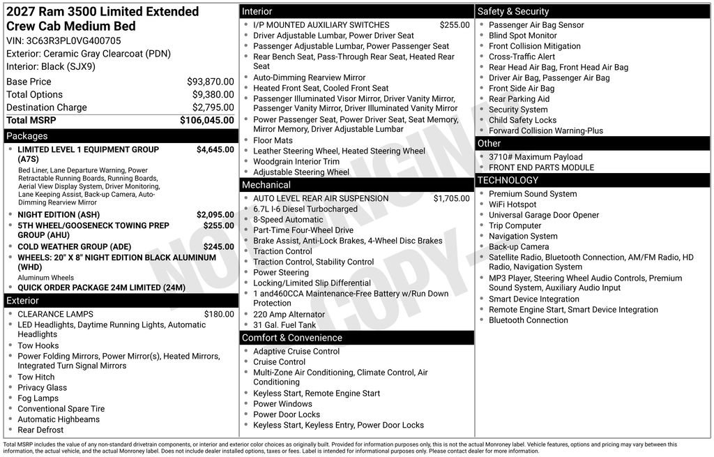 New 2027 RAM 3500 Limited AWD/4WD image 1
