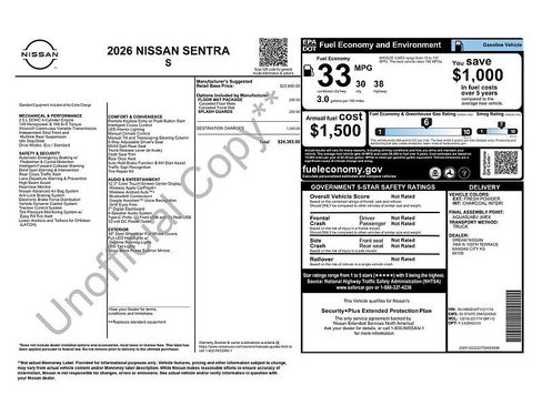 Certified 2026 Nissan Sentra S w/ Floor Mat Package FWD image 2