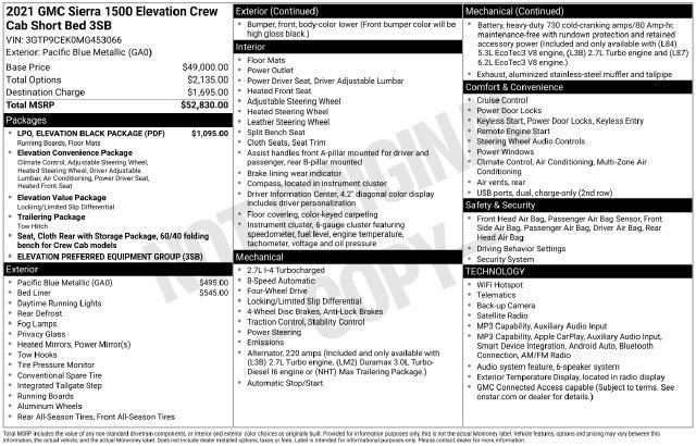 Used 2021 GMC Sierra 1500 Elevation w/ LPO, Elevation Black Package AWD/4WD image 6