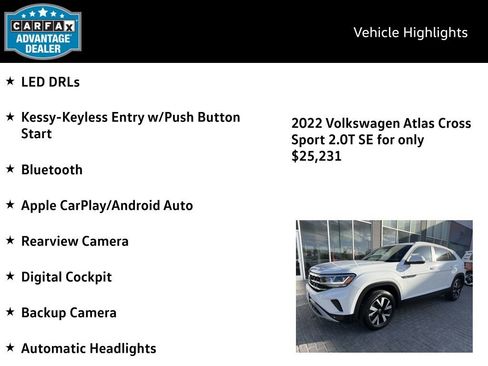 Certified 2022 Volkswagen Atlas Cross Sport SE image 4