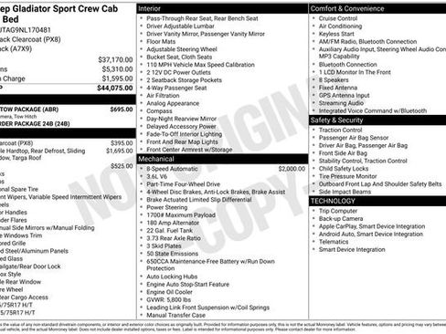 Used 2022 Jeep Gladiator Sport w/ Trailer Tow Package AWD/4WD image 20