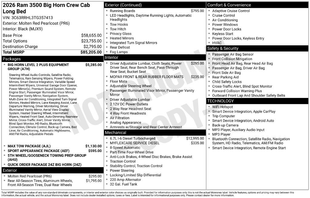 New 2026 RAM 3500 Big Horn AWD/4WD image 3
