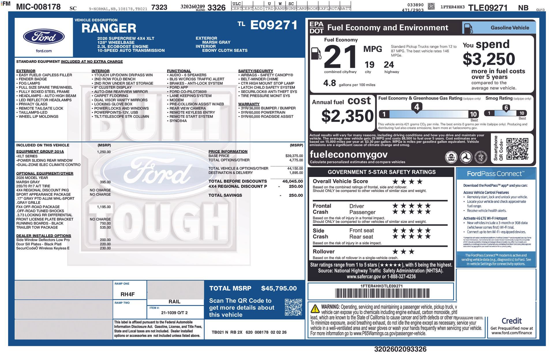 New 2026 Ford Ranger XLT w/ Equipment Group 301A High AWD/4WD image 34