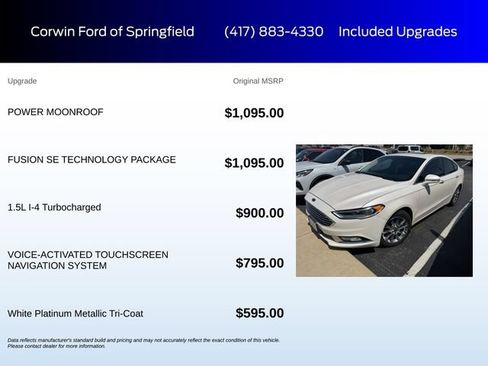 Used 2017 Ford Fusion SE w/ Fusion SE Technology Package FWD image 6