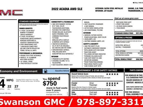 Used 2022 GMC Acadia SLE image 3