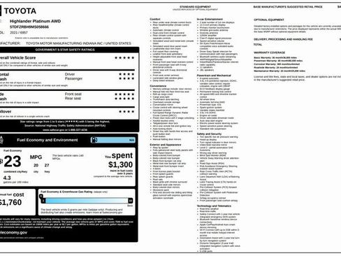 Used 2021 Toyota Highlander Platinum image 3