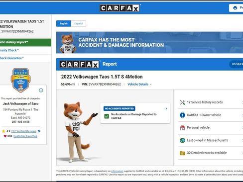 Used 2022 Volkswagen Taos S image 2