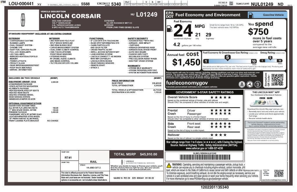 Used 2022 Lincoln Corsair AWD w/ Premium Package image 19