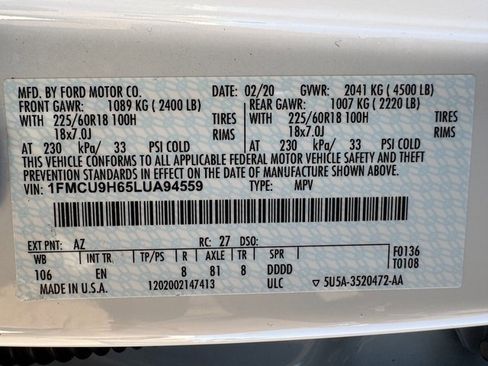 Certified 2020 Ford Escape SEL image 29