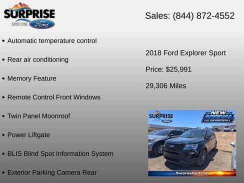 Used 2018 Ford Explorer Sport w/ Equipment Group 401A AWD/4WD image 20