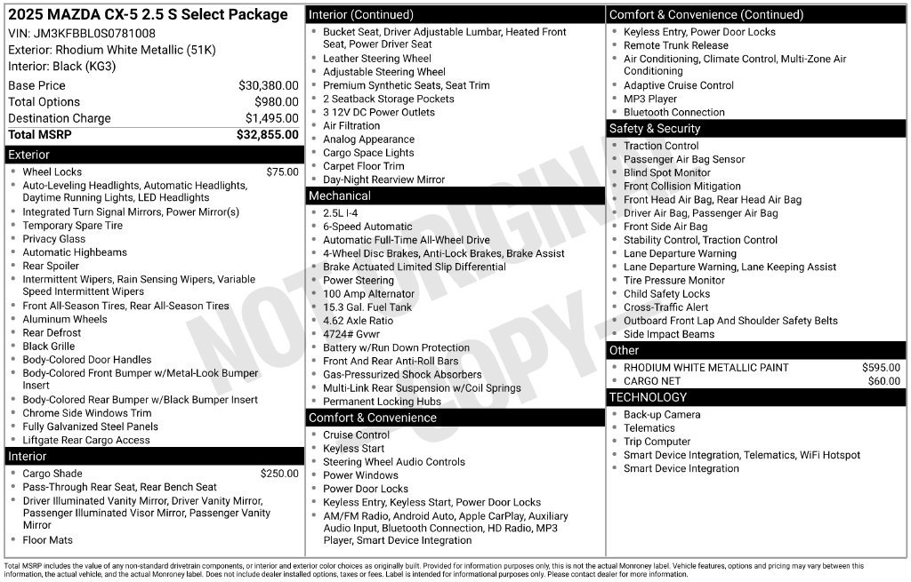 Used 2025 MAZDA CX-5 AWD 2.5 S w/ Select Package image 3
