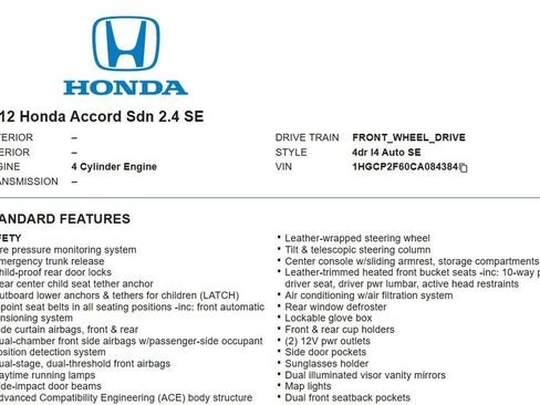 Used 2012 Honda Accord SE image 14