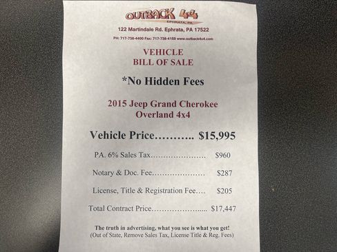 Used 2015 Jeep Grand Cherokee Overland AWD/4WD image 2