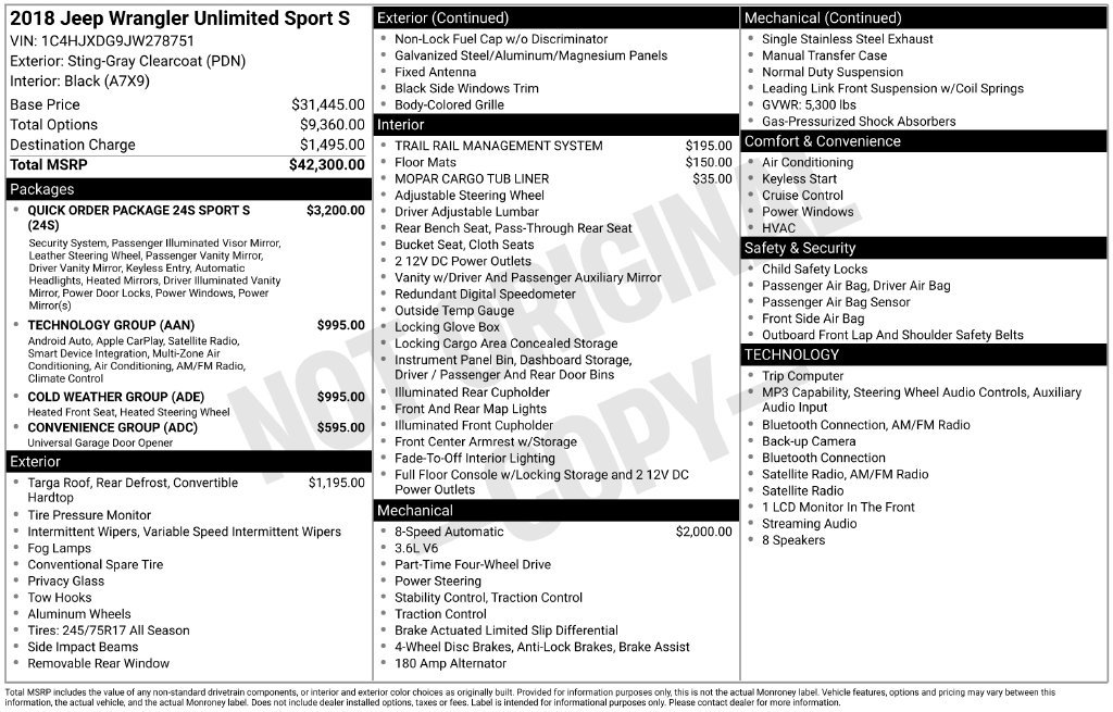 Used 2018 Jeep Wrangler Unlimited Sport S AWD/4WD image 4