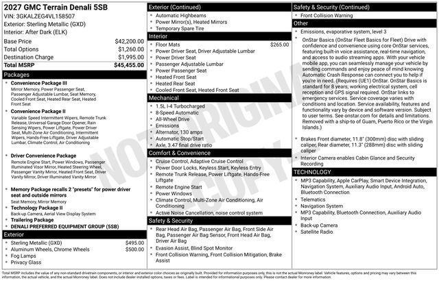 New 2027 GMC Terrain Denali AWD/4WD image 3
