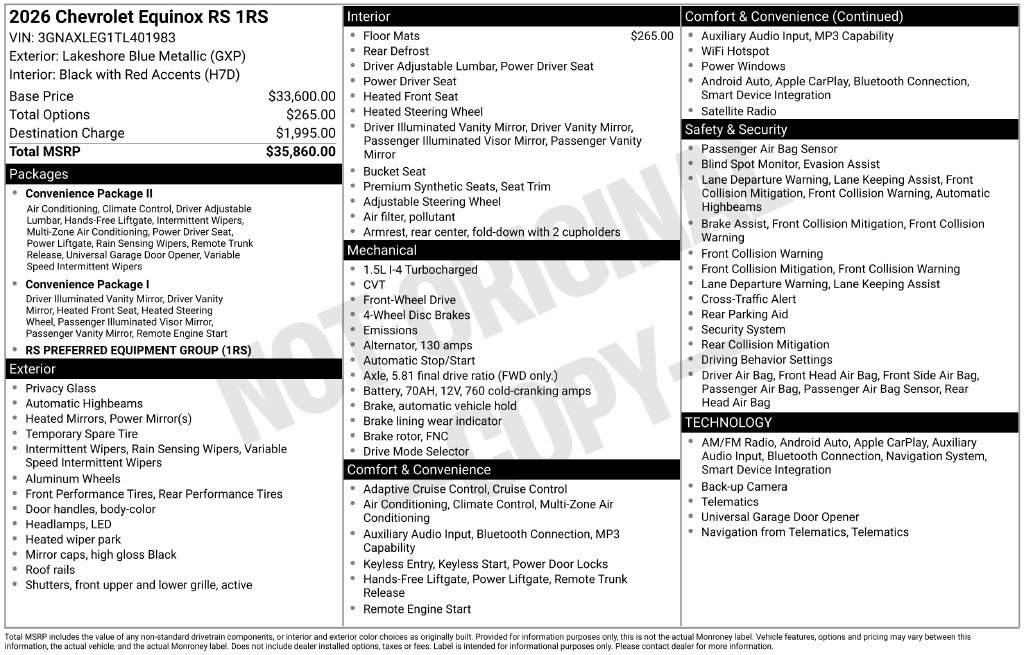 Used 2026 Chevrolet Equinox RS FWD image 25