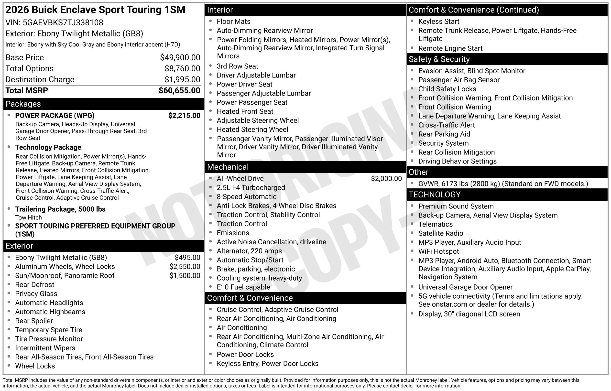 New 2026 Buick Enclave Sport Touring w/ Power Package AWD/4WD image 3