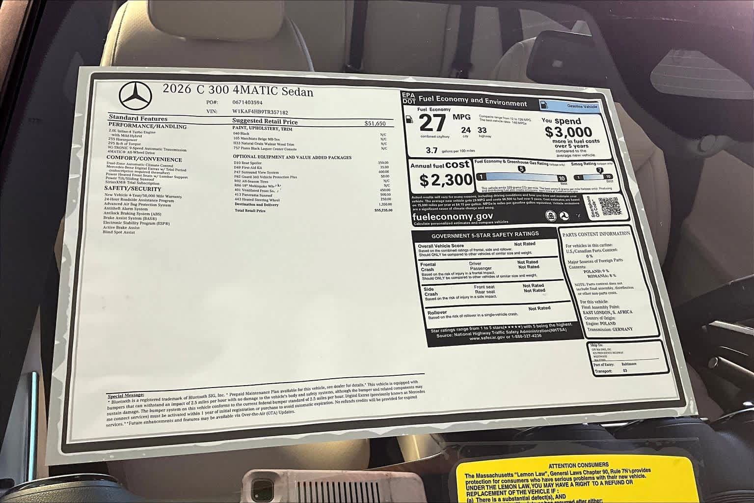 New 2026 Mercedes-Benz C 300 4MATIC Sedan image 18