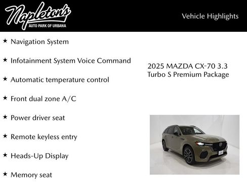 New 2025 MAZDA CX-70 3.3 Turbo S w/ Premium Package AWD/4WD image 15