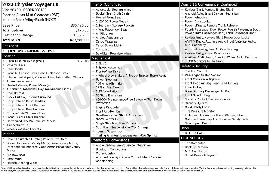 Used 2023 Chrysler Voyager LX FWD image 18