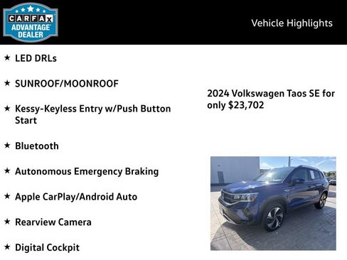 Certified 2024 Volkswagen Taos SE w/ Panoramic Sunroof Package AWD/4WD image 4