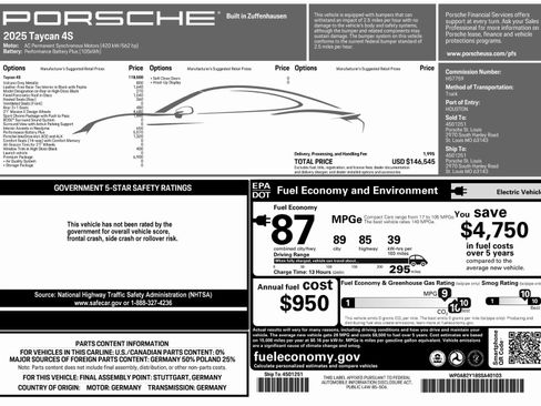 New 2025 Porsche Taycan 4S image 53